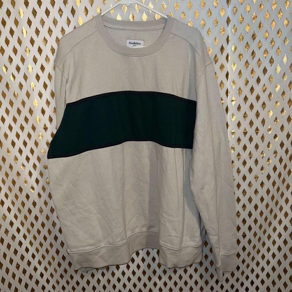 Goodfellow & co. lightweight Green tan stripe sweatshirt size XXL - Picture 3 of 6